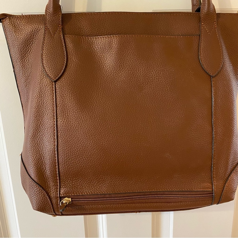 Lodis Kierra Brown Pebble‎ Grain Leather Large Tote Shoulder Bag - Picture 4 of 12